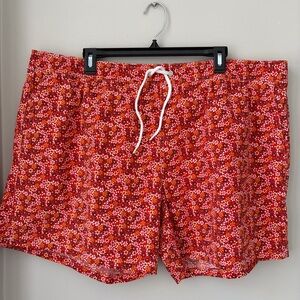 J. Crew Sz XXL Vibrant Red and White Swim Trunks Elastic/Draw String, Lining